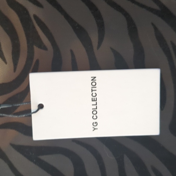 YG Collection Black Cut Out Mesh Zebra Print Mini Dress L - Picture 16 of 16